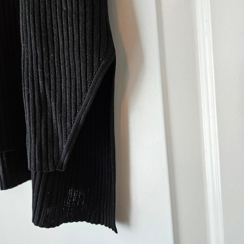 Eileen Fisher Black Ribbed Knit Tunic Sweater Womens Medium Boat Neck Minimalist - Picture 7 of 7